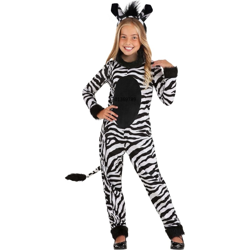 Zoo Party Games - 여아용 얼룩말 의상 헤어밴드 포함 -